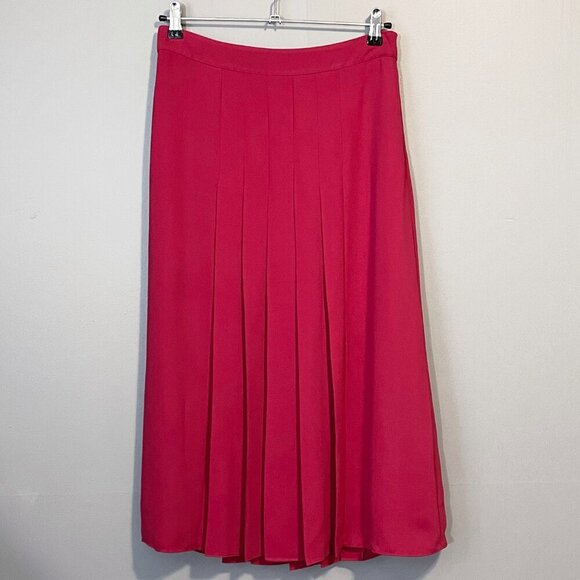 New Reiss Cleona Box Pleat Midi Skirt Cool Red 6, M $275 - Picture 4 of 8